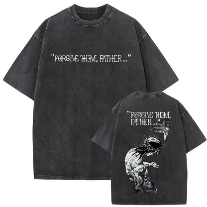 Christian Religious Jesus Forgive Them Father Vintage Washed Y2k Tshirt Men Clothing New in Top & Tees Mens T-Shirt 61327