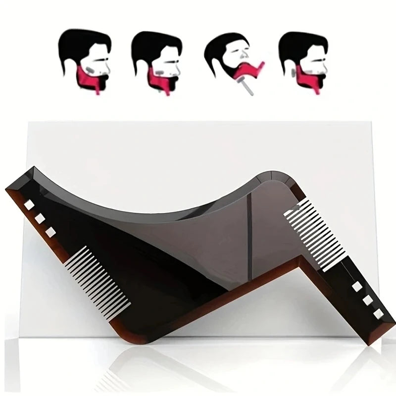Men Black Plastic Moustache Moulding Comb Straighten Comb Cutter Beard Style Accessories  Anti Detangler Moulding Trimmer Ruler