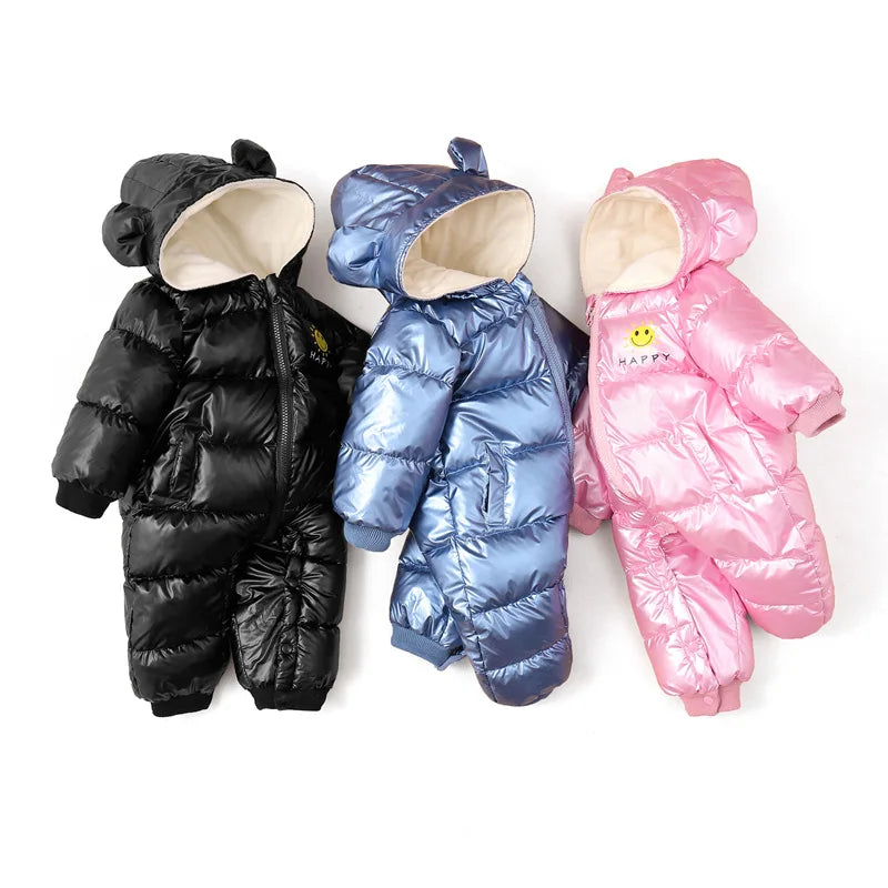 2025 Baby Winter Snowsuit Plus Velvet Waterproof No-wash Baby Boy Jumpsuit Newborn Romper Baby Girl Overalls Infant Coat Clothes