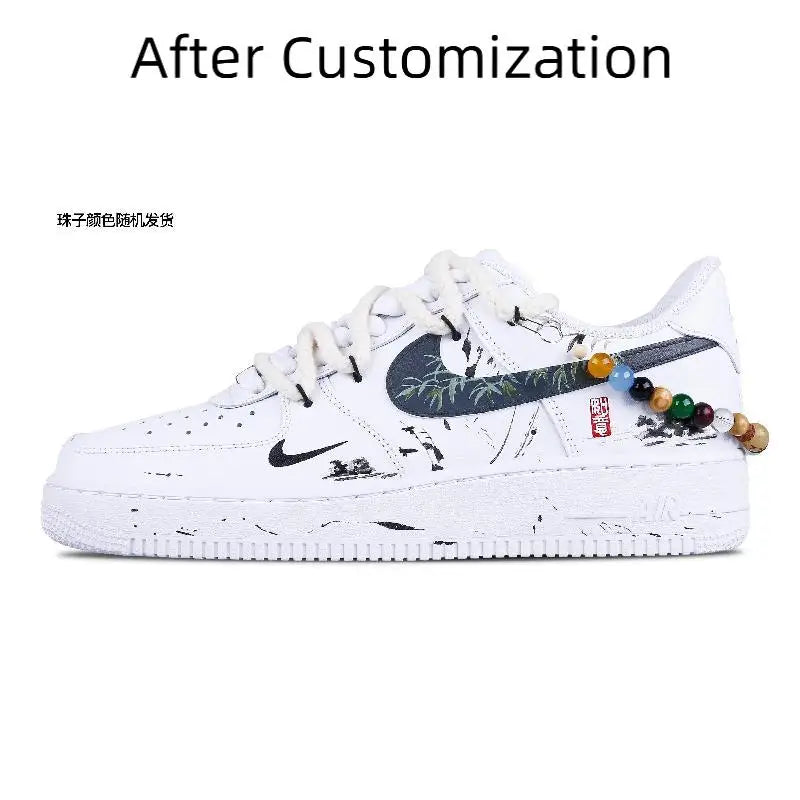 [Custom Male Jie Jun]Nike Air Force 1 Town Festival Lord Anti-Slip Wear-Resistant Low-Top Skateboard Shoes Men's White