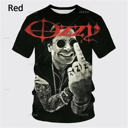 2024 Summer Pop Ozzy Osbourne Punk Band Rock Band 3D Printed T-shirt Creative Rapper Fashion Short Sleeve Casual Street Wear 6XL