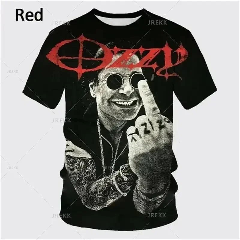 2024 Summer Pop Ozzy Osbourne Punk Band Rock Band 3D Printed T-shirt Creative Rapper Fashion Short Sleeve Casual Street Wear 6XL