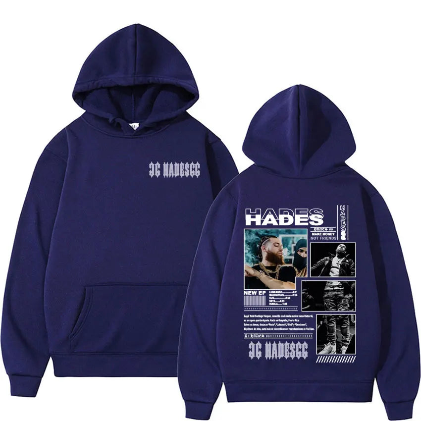 Autumn/winter Rapper Hades 66 Makes Money Not Friends Album Cover Pullover Hoodie Male Hip Hop Street Cotton Hoodie Sweatshirt.