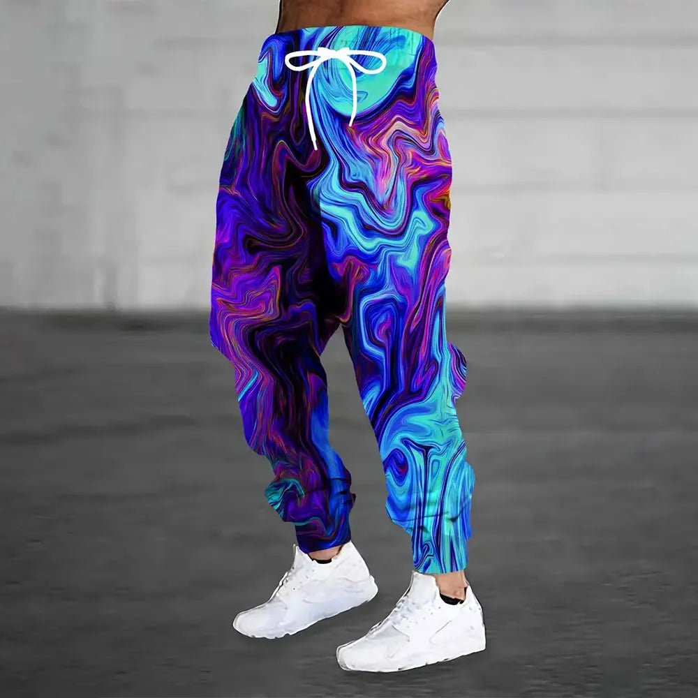 Men'S Loose Casual Pocket Drawstring Sweatpants Winter New Thick Warm Fashion Skull And Sickle Print Pants Men'S Tracksuit Pants