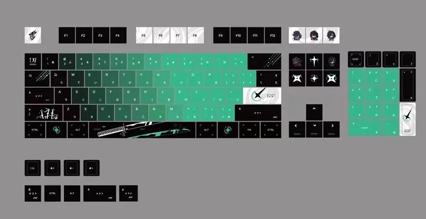 Yuki  Anime Pudding Keycap 120Keys Transparent PBT Thermal Sublimation ASA Profile Keycaps for Mechanical Keyboard Accessories