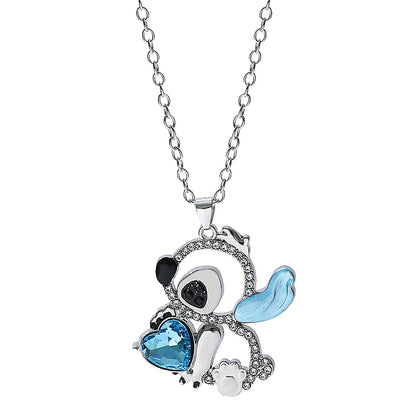 Lilo & Stitch Heart Rhinestone Necklace for Girls Anime Charms Pendant Fashion Jewelry Aesthetic Accessory Birthday Gift