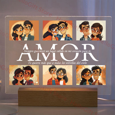 Personalized Custom Photo Text 3D Acrylic Lamp Customized Bedroom NightLight for MOM DAD LOVE Family Birthday Christmas Day Gift