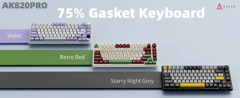 Ajazz AK820/AK820Pro Gaming Mechanical Keyboard Bluetooth 5.1/Wireless/C-Wired Customized Keyboard with Knob Hot Swapping Gasket