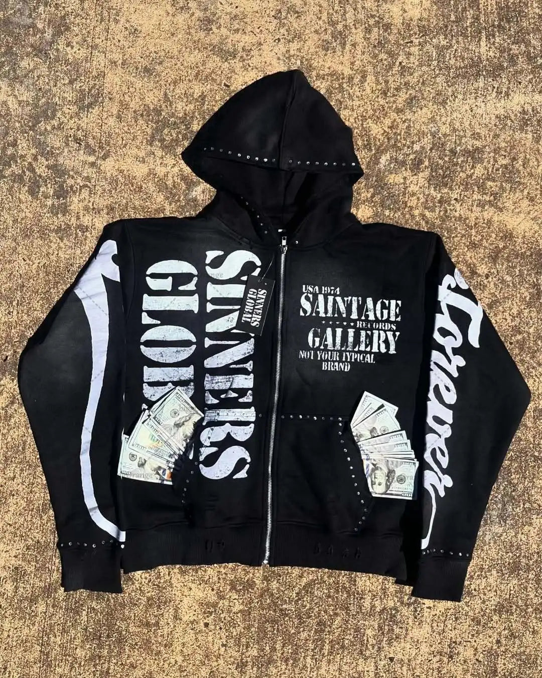 Casual Fashion Harajuku Letter Print Oversized Zipper Hoodie Men Y2K 2025 New American Hip-hop Rock Retro Loose Sweatshirt Women