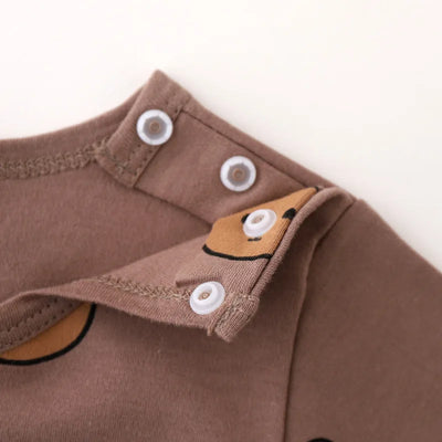 0-3Y High Waist Unisex Baby Pajama Suit Toddler Boys Cute Bear Sleep Wear Infant Pajama Girls Cartoon Print Night Wear