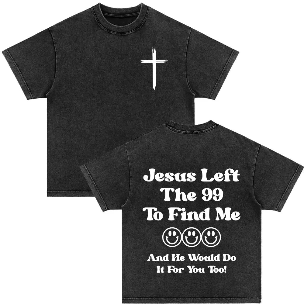 Christian Strength in Jesus Bible Verse Vintage Washed T-shirts Men Women Fashion Harajuku Oversized T Shirt 100% Cotton T-shirt