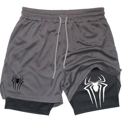 Men's  sports shorts,  spider print  compression shorts , informal, training, running, 2-in-1, Y2K order shipped directly