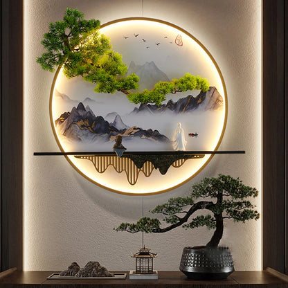 PLLY Modern Wall Picture Light Inside Creative Chinese Landscape Mural Sconces Lamp LED for Home Living Bedroom Study