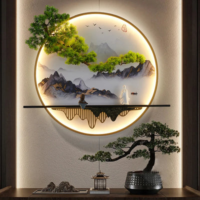 PLLY Modern Wall Picture Light Inside Creative Chinese Landscape Mural Sconces Lamp LED for Home Living Bedroom Study