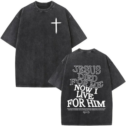 Christian Jesus Faith Over Fear Bible Verse Washed T-shirts Men Women Fashion Vintage Oversized T Shirts Harajuku Cotton T-shirt