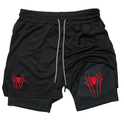 Men's  sports shorts,  spider print  compression shorts , informal, training, running, 2-in-1, Y2K order shipped directly