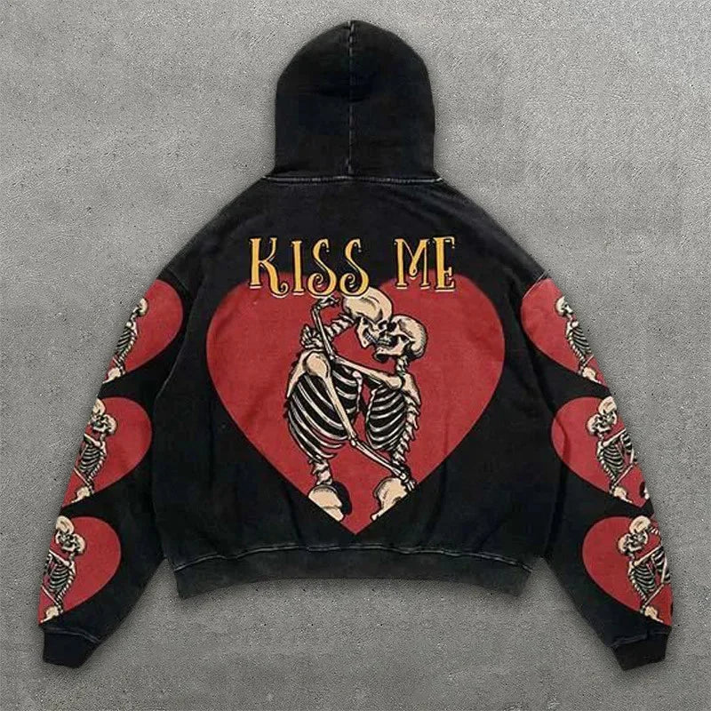 Y2K Cloths Techwear Autumn New Mens Funny Skull 3D Print Tracksuit Men Hoodie Fashion Streetwear Black Skeleton Hoodies For Man