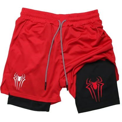 Men's  sports shorts,  spider print  compression shorts , informal, training, running, 2-in-1, Y2K order shipped directly