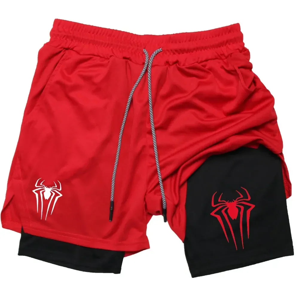Men's  sports shorts,  spider print  compression shorts , informal, training, running, 2-in-1, Y2K order shipped directly