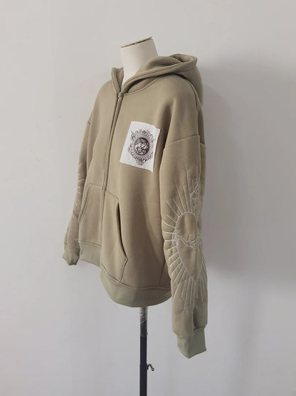 Juspinice Korean Fashion New Printed Hoodie Short Hoodie 2025 New Versatile Zipper Cardigan Jacket Male Clothing