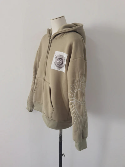 Juspinice Korean Fashion New Printed Hoodie Short Hoodie 2025 New Versatile Zipper Cardigan Jacket Male Clothing