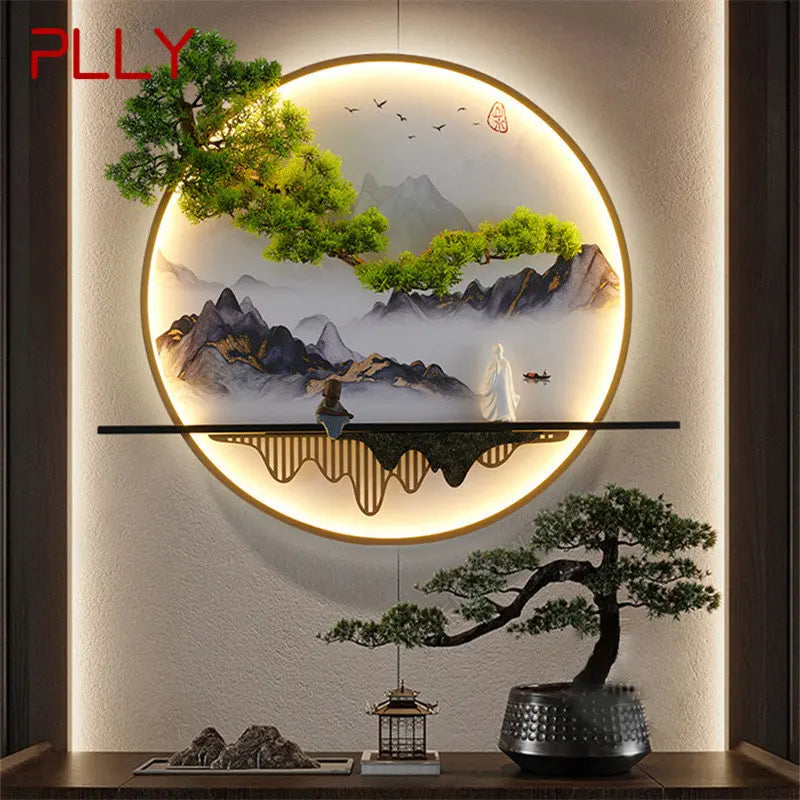 PLLY Modern Wall Picture Light Inside Creative Chinese Landscape Mural Sconces Lamp LED for Home Living Bedroom Study