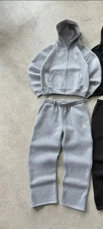 American high street punk hip-hop dollar logo embroidered sportswear men set Y2K new Gothic top hoodie couple casual sportswear