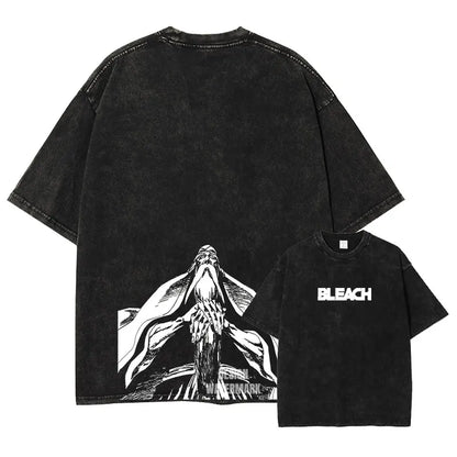 Anime Zaraki Kenpachi T Shirts Oversized Vintage Washed B-Bleach T-shirt Manga Kurosaki Ichigo T Shirt Renji Uryuu Tops Tees Man
