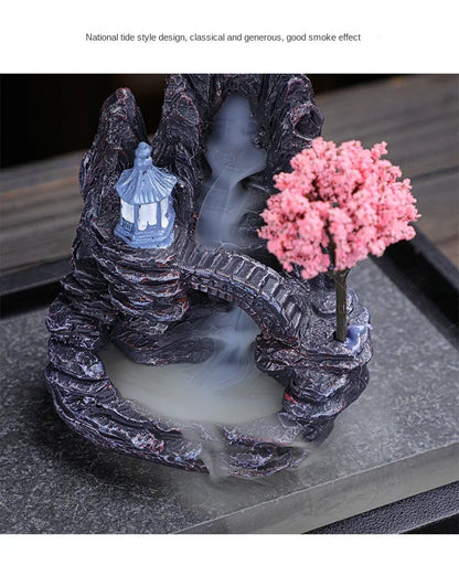 2024 Resin Reflux Incense Burner Tower Sandalwood Decoration Home Indoor Aromatherapy Mosquito Repellent Incense Burner Ornament