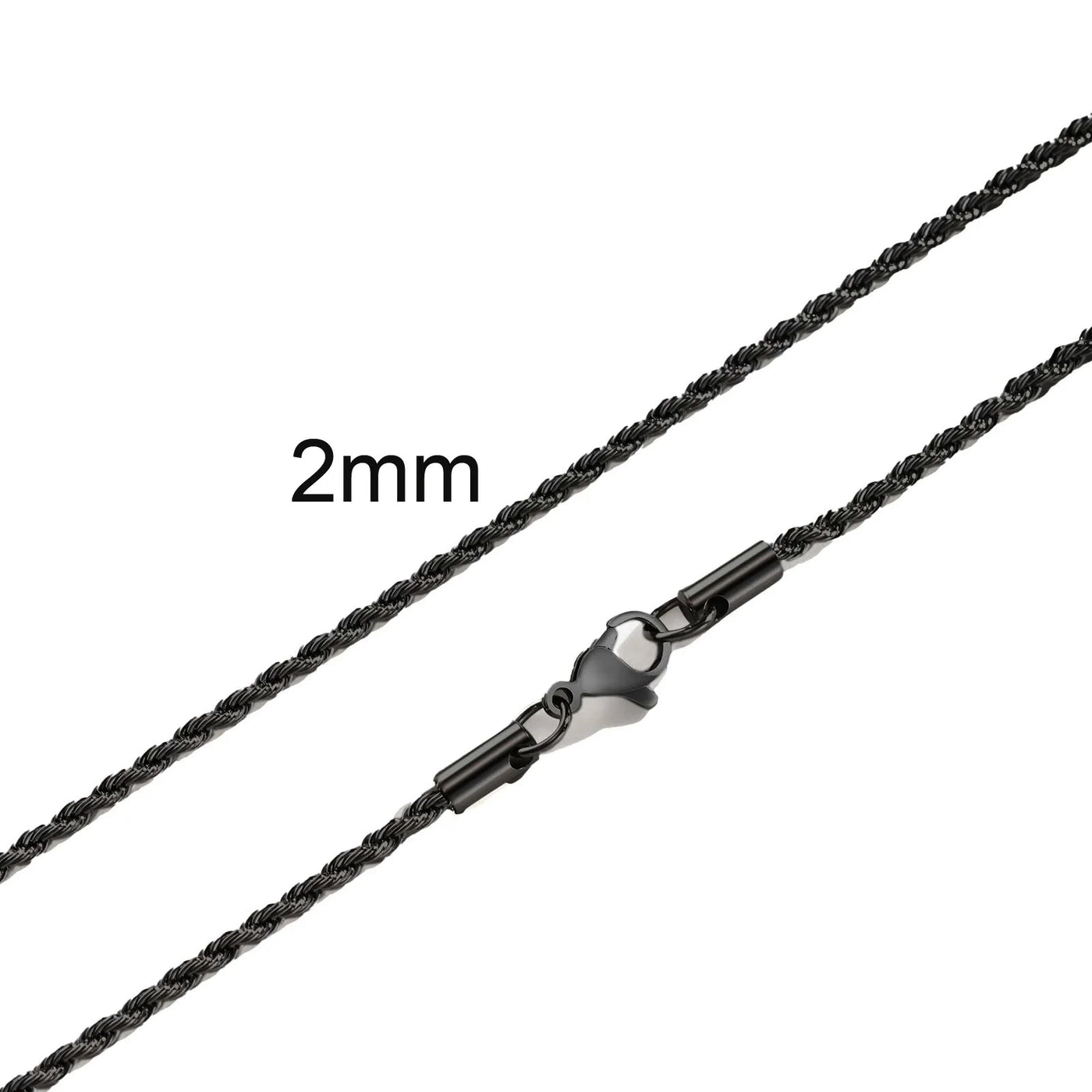 Ropes Long Necklace for Men Women,Stainless Steel Minimalist Twist Rope Chain Necklace,Punk Gold Silver Black Color 2 TO 5mm