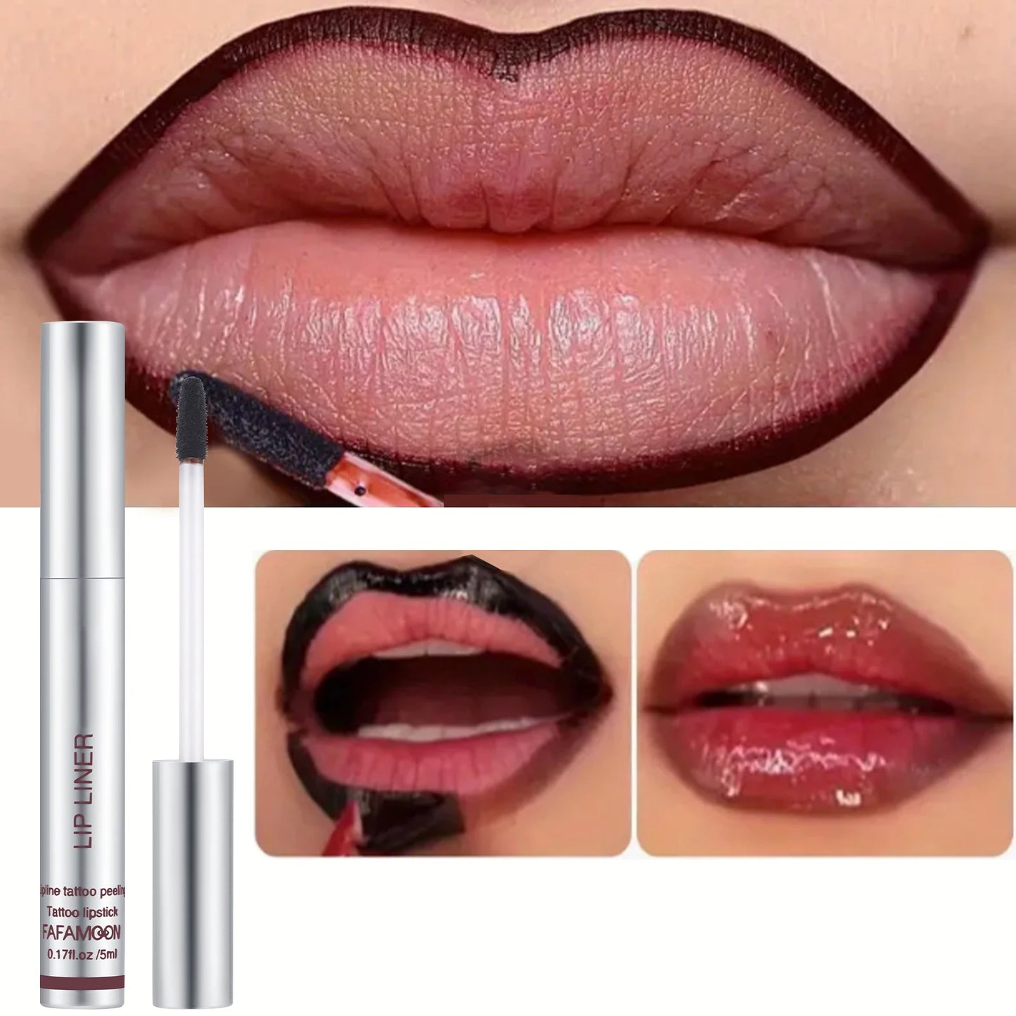 6 Color Waterproof Lip Liner Peel Off Tattoo Lip Gloss Lasting Matte Lip Tint Black Brown Contour Tear-off Makeup Stain Cosmetic