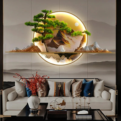 ANITA Modern LED Wall Picture Light Inside Creative Chinese Pine Landscape Mural Sconces Lamp for Home Living Bedroom Study