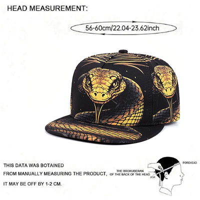 2025 Personalized New Flat brimmed Hat Printed Animal Street Hip Hop Hat Skateboarding Hat Leisure Sunshade Baseball Hat Unisex