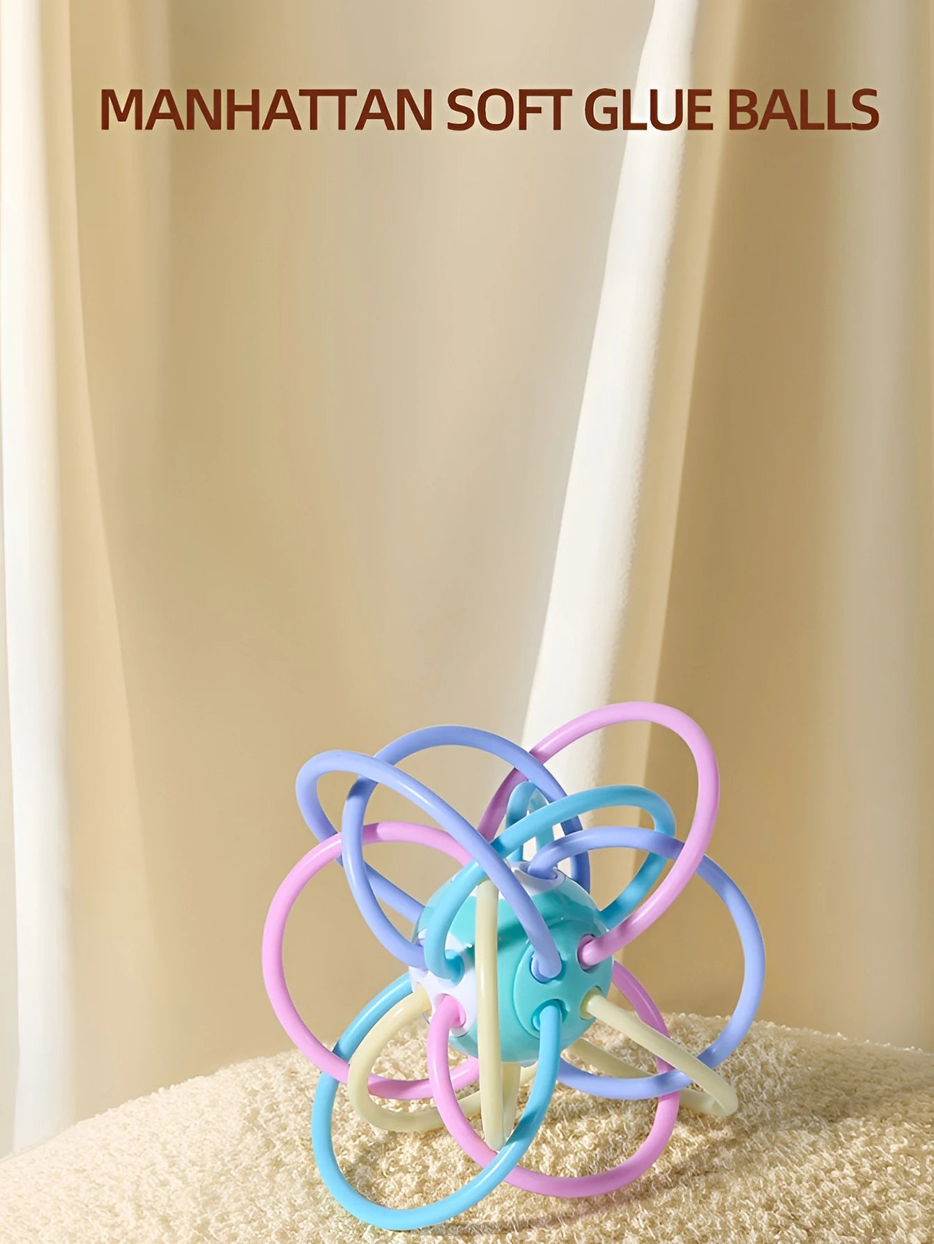 Manhattan square golfer grips teether grinding ball educational toy ball