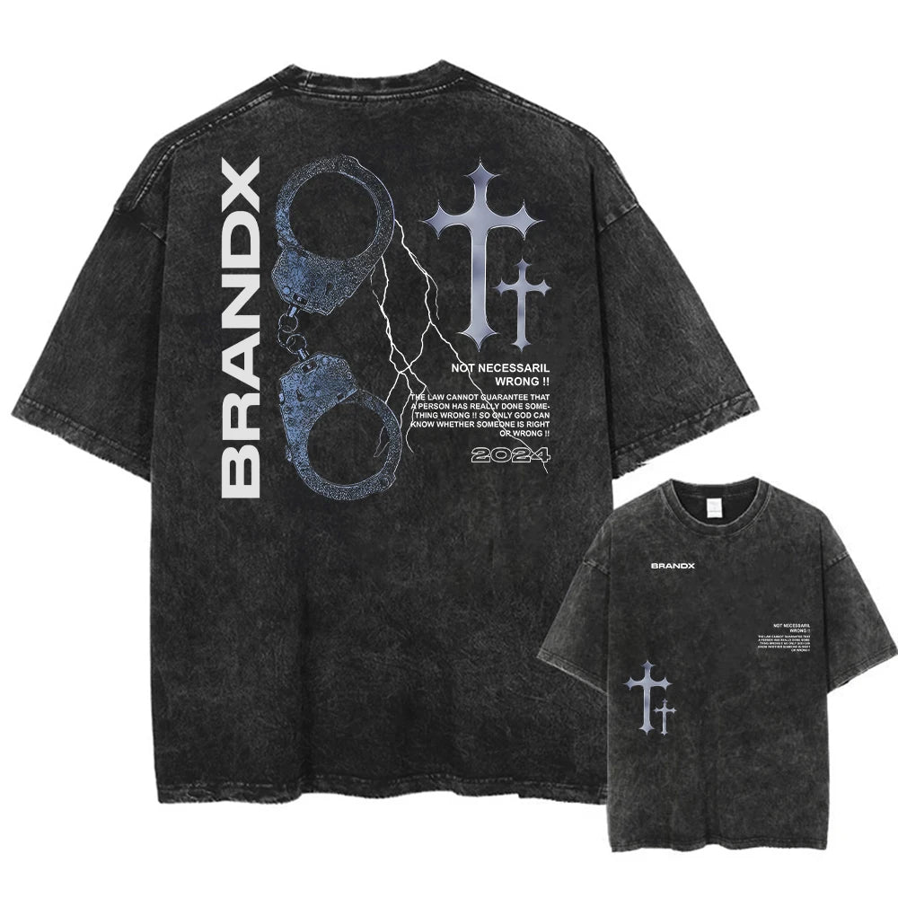 Y2k Acid Washed T Shirt Women Vintage Cotton T-shirts Harajuku Gothic Streetwear Soft Tees Girl Loose Fashion Print Tops Unisex