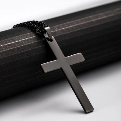 Fashion Stainless Steel Cross Pendant Necklace Unisex Punk Hip Hop Link Chain Charm Jewelry for Boys Girls Cool Gift