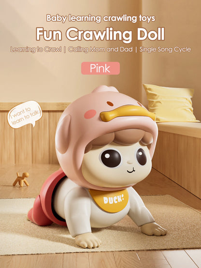 1 crawling doll baby toy with music, aged 0-1, learning crawling guidance and head up training