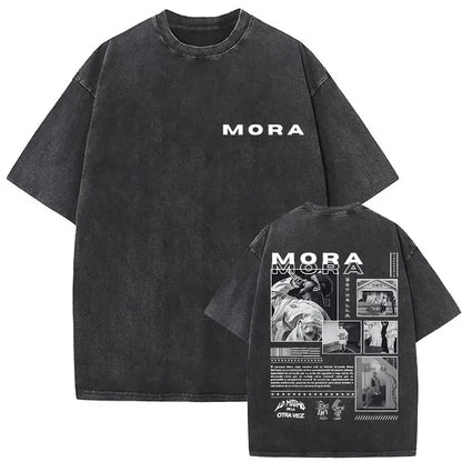 Limited Rapper Mora Washed Vintage T-shirt Lo Mismo De La Otra Vez Tour 2025 T Shirts Men Women Hip Hop Fashion Pop Music Tshirt