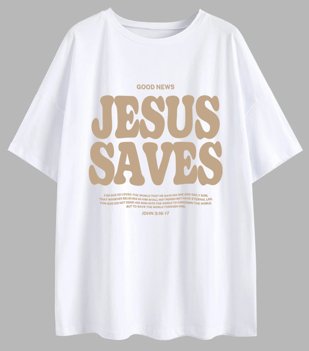 Good News Jesus Saves for God Oversized T-Shirt Jesus Apparel Christian Loose Tee Women Trendy Casual Cotton Aesthetic Top