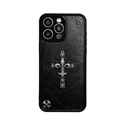 Luxurious Three-dimensional Cross Kroxin PU Leather Printed Grand Phone Case for iPhone 16 15 14 Plus 13Pro Max Protective Cover