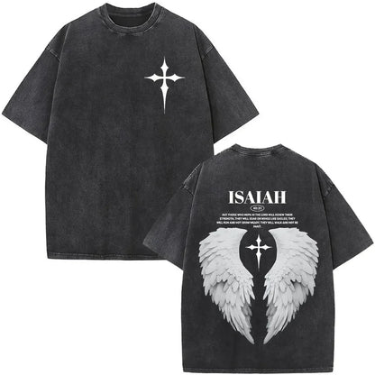 Christian Jesus Faith Over Fear Bible Verse Washed T-shirts Men Women Fashion Vintage Oversized T Shirts Harajuku Cotton T-shirt
