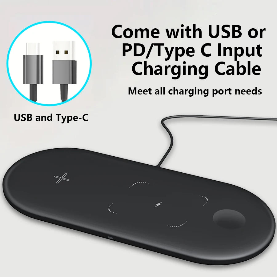 300W 3 In 1 Wireless Charger Stand Pad Super Fast Charging Dock Station for Apple Devices iPhone 16 15 14 13 iWatch 1-9 Airpods