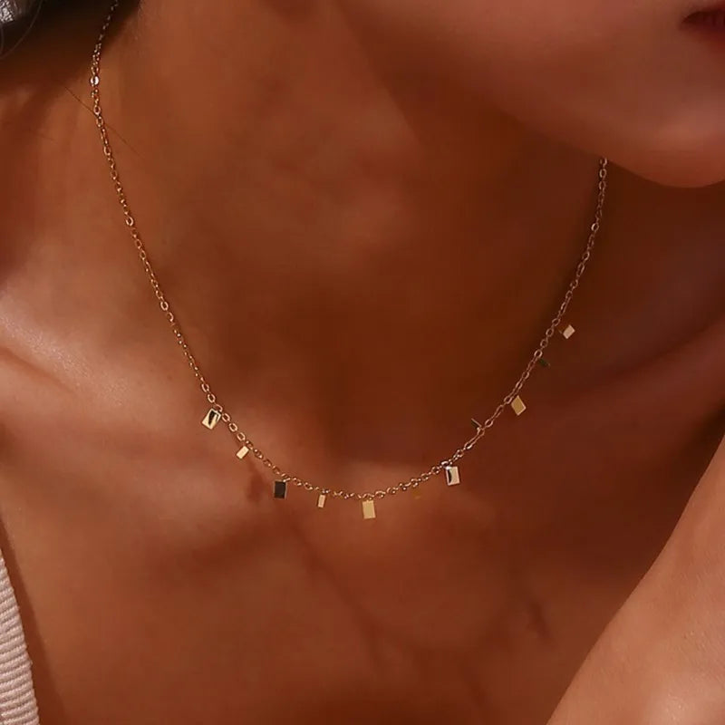 316L Stainless Steel Simple Fashion Zircon Waterdrop Pendant Necklace for Women Trendy Waterproff Chain Neck Party Jewelry Gifts