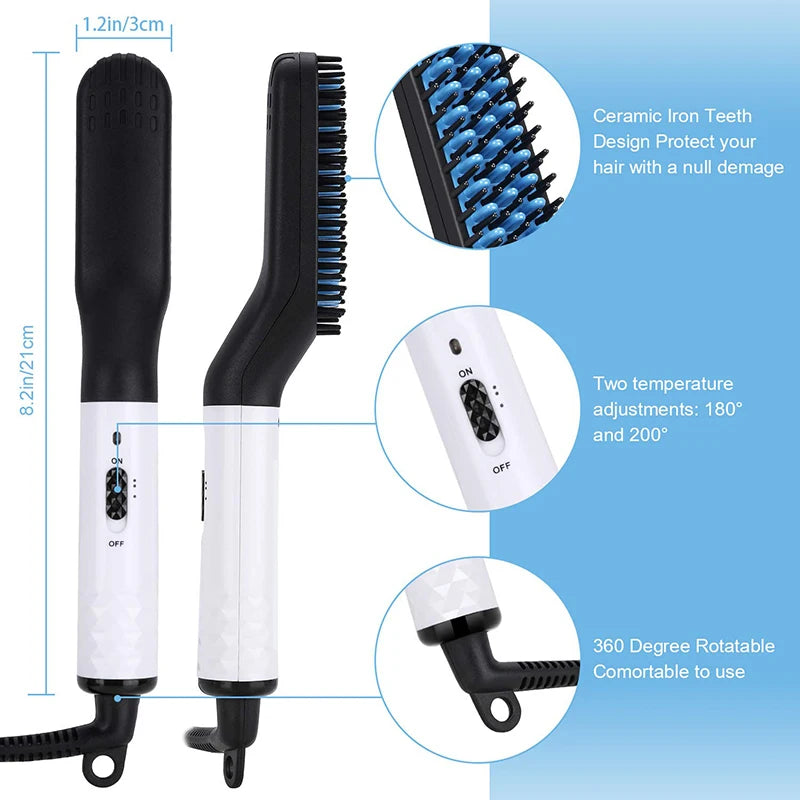 Electric Beard Heated Brush Kit Hair Straightener Straightening Men Quick Styler  Beard Comb Electric Comb For Hair