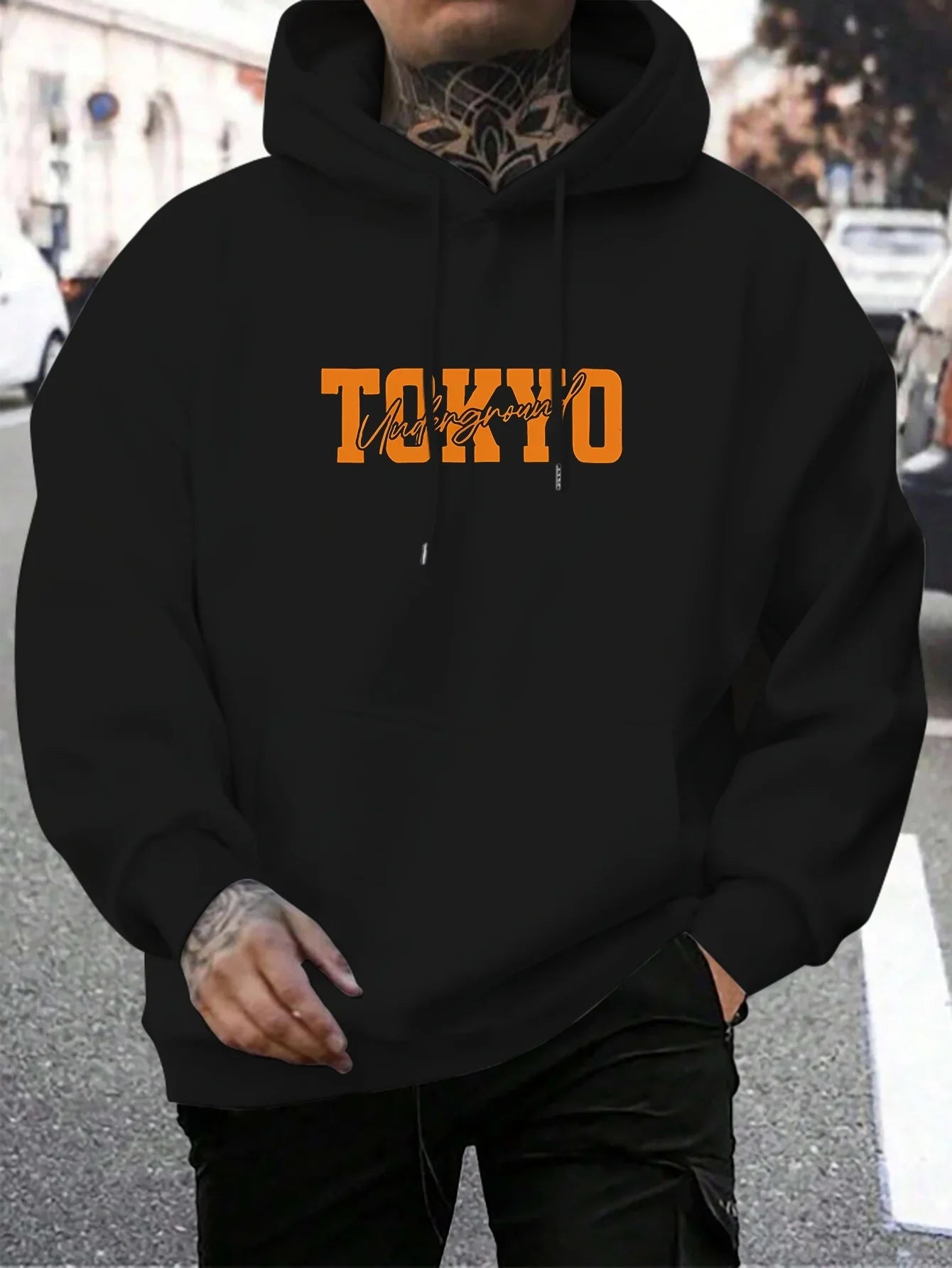 Men's Tokyo Underground Racing Pattern Fashion Long Hoodie Autumn and Winter Warm Large Size Top