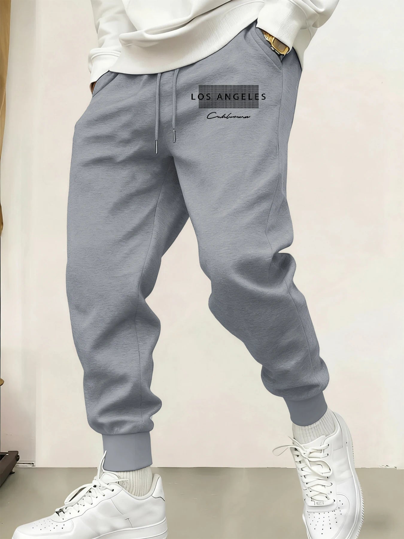 Los Angeles California Line Printed Men's Sweatpant Sports Pant Soft Warm Britches Autumn Street Long Pants Fashion Trousers