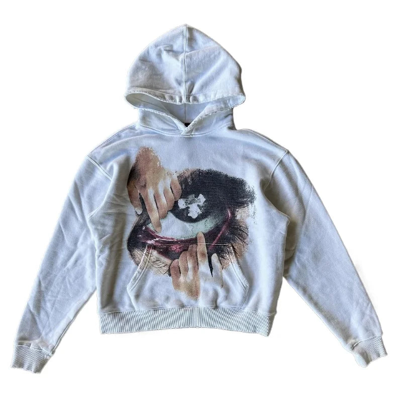 Y2K Retro Streetwear Big Eyes Print Women Fashion Sweatshirt Hip Hop Goth Loose Hoodie for Men and Women sweatshirt