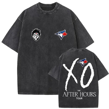 The Weeknd XO Tour 2025 Vintage Washed T Shirt Men's Women Pop Music Short Sleeve T-Shirts Rap Hip Hop Gothic Clothing T-shirts