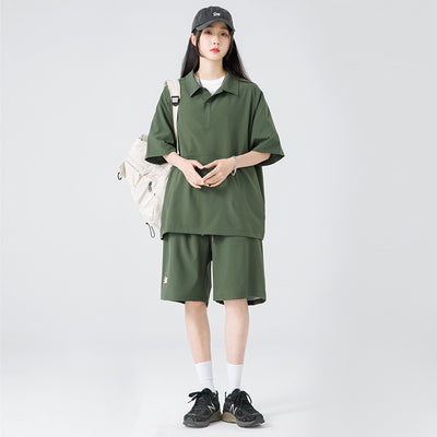 Ultra-thin Draping Ice Silk Polo Collar Men & Women Trendy Couple Suit